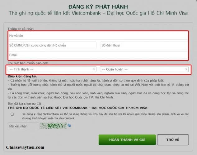 Mở thẻ tín dụng Vietcombank Online