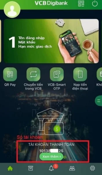 Kiểm tra số tài khoản Vietcombank