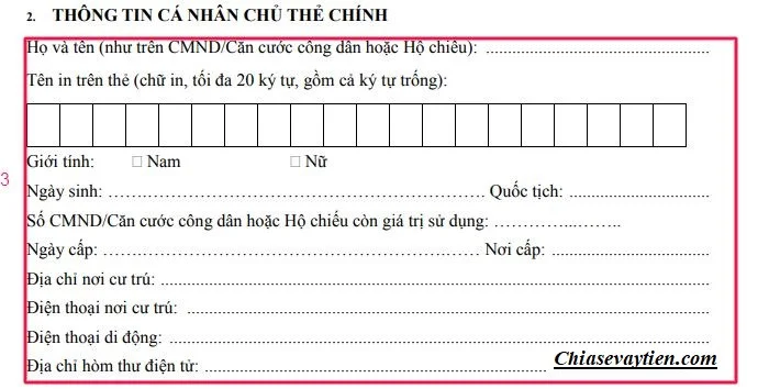 Hoàn thành thông tin cá nhân (Làm thẻ Vietcombank)