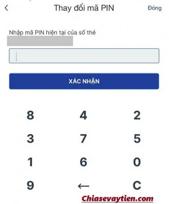 Nhập mã PIN hiện tại - Thay đổi mã PIN ACB