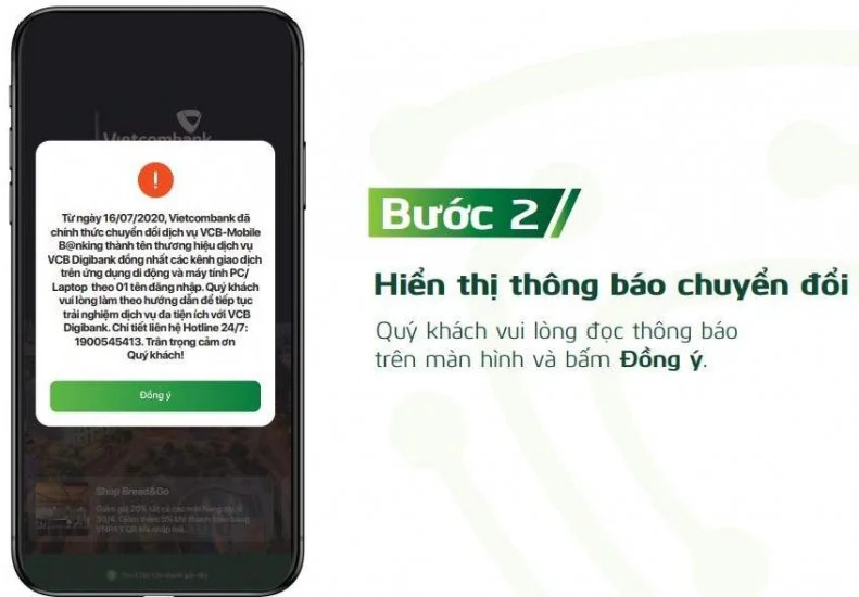 Đồng ý chuyển đổi sang VCB Digibank