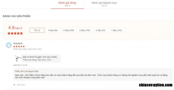 Đánh giá Uy tín của Shop trên Shopee