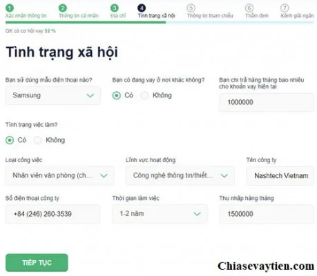 Hoàn thành thông tin công việc