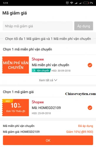 Nhận mã miễn phí vận chuyển Shopee