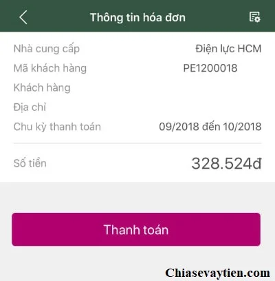 Thanh toán hoá đơn tiền điện qua MOMO