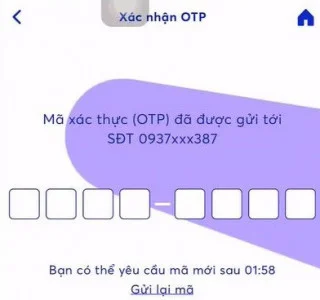 Xác nhận mã OTP sau khi hoàn thành xong đăng ký