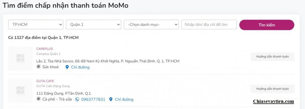 Điểm giao dịch ví điện tử MOMO