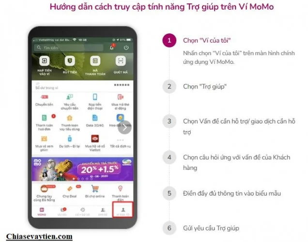 Trợ giúp trên ứng dụng MOMO