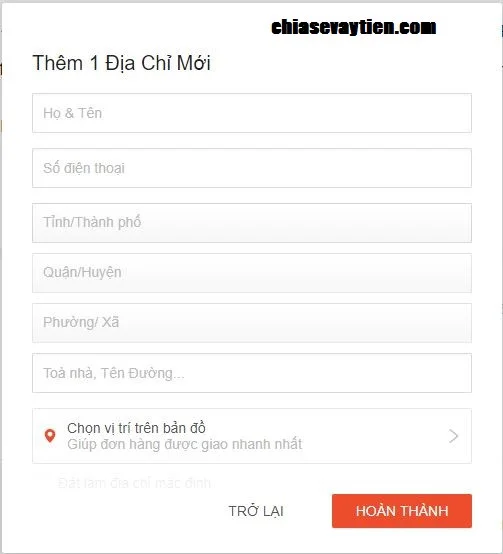 Thêm mới địa chỉ khi mua hàng trên Shopee