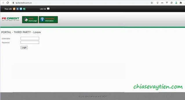 Cổng thông tin Portal Fe Credit bên thứ 3