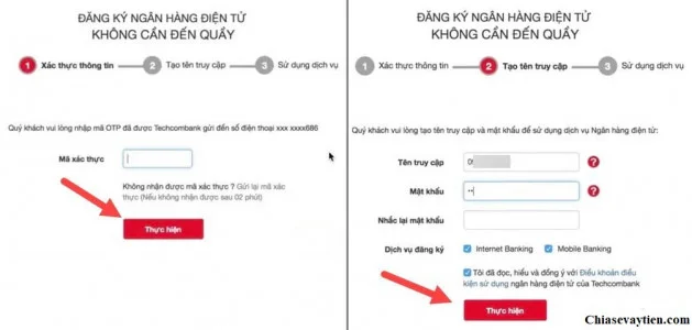 Đăng ký Internet Banking Techcombank 