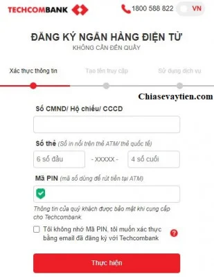 Đăng ký Internet Banking Techcombank