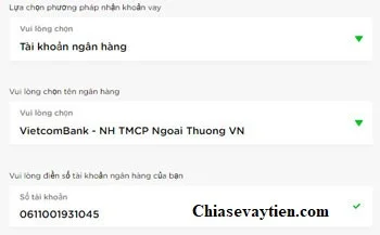 Nhập thông tin giải ngân vay tiền Cashwagon