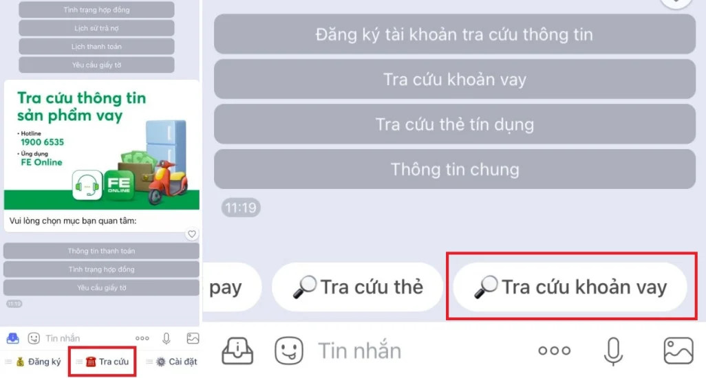 Tra cứu khoản vay FE Credit 