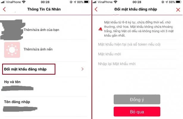 Đổi mật khẩu Internet Banking Techcombank