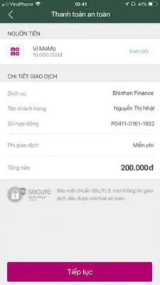 Thanh toán, tất toán khoản vay Shinhan Finance qua MOMO