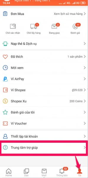 Gửi Email đến trung tâm CSKH của Shopee