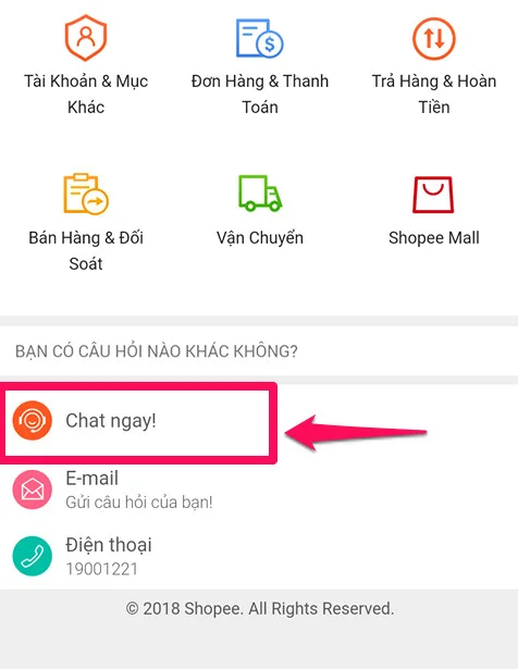 Gửi Email đến trung tâm CSKH của Shopee