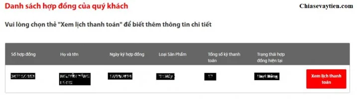 Kết quả tra cứu thông tin thanh toán Home Credit