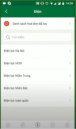 Thanh toán tiền điện bằng thẻ tín dụng qua app VPBank Online