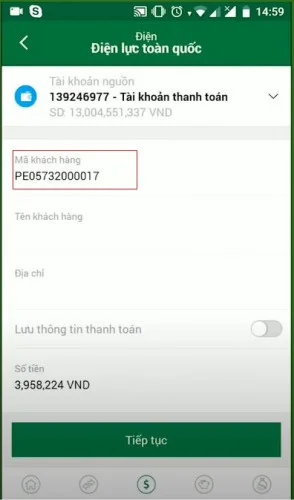 Thanh toán tiền điện bằng thẻ tín dụng qua app VPBank Online