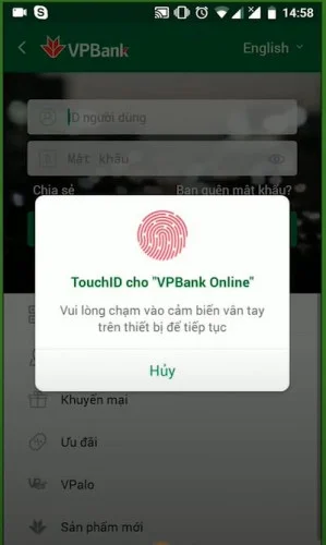 Thanh toán tiền điện bằng thẻ tín dụng qua app VPBank Online