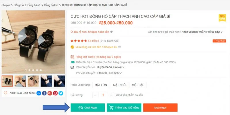 Nhắn tin trực tiếp với người bán Shopee