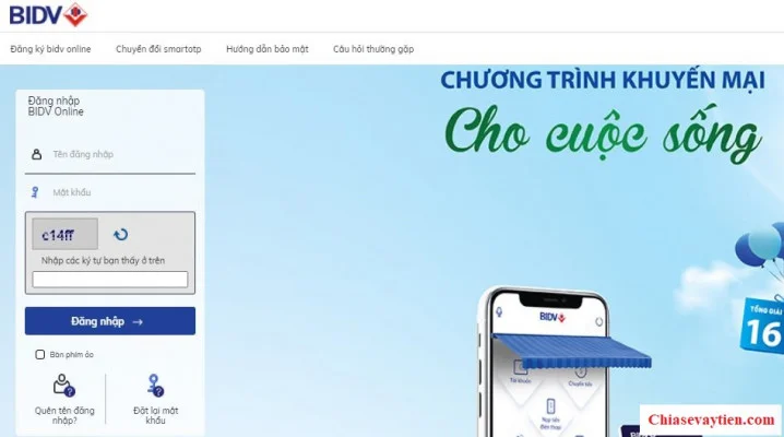 Đăng nhập Internet Banking BIDV Online