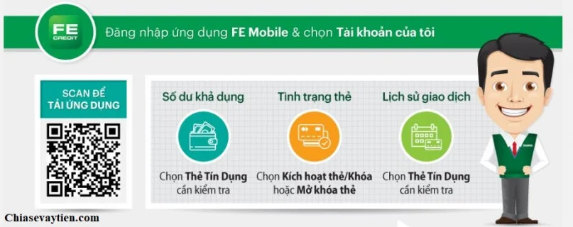 Tra cứu thẻ tín dụng Fe Credit qua Ứng dụng Fe Mobile