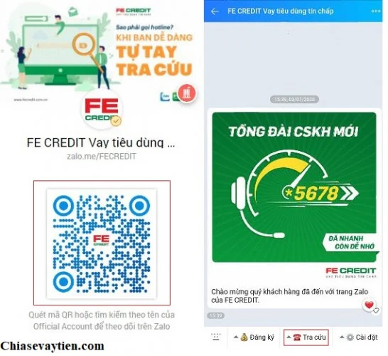 Tra cứu Fe Credit qua Zalo