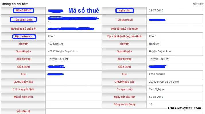 Tra cứu thông tin người nộp thuế doanh nghiệp