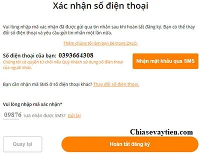 Hoàn tất đăng ký vay tiền Moneycat