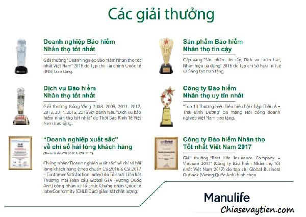 Các giải thưởng Manulife được nhận