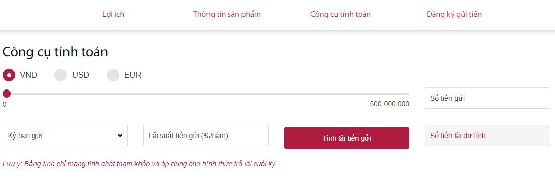 Công cụ tính lãi suất tiền gửi Agribank