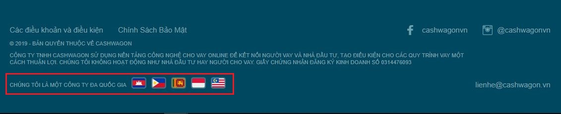 Danh sách các quốc gia mà ứng dụng vay tiền Cashwagon có mặt