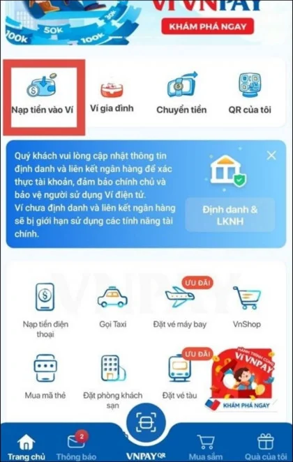 Nạp tiền vào ví - VNPAY