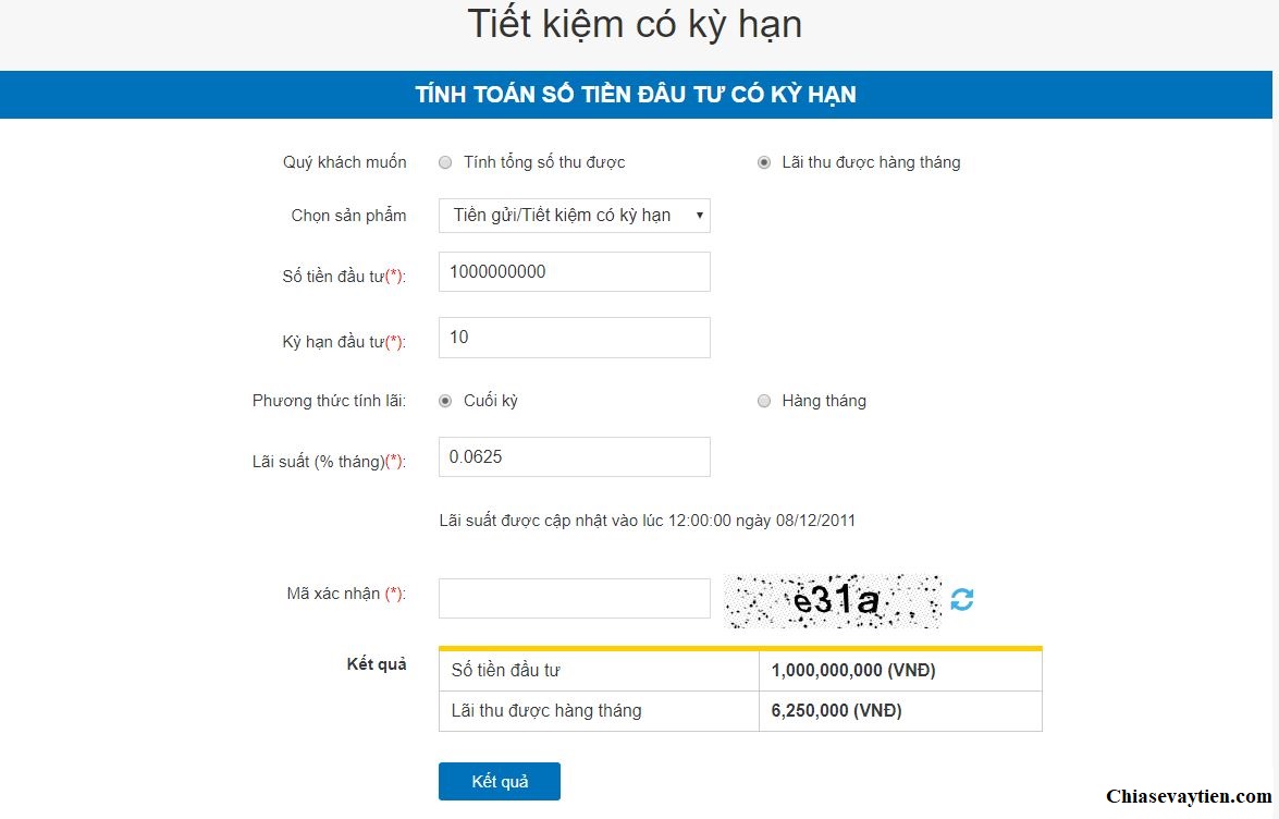 Tính toán lãi suất tiết kiệm Samcombank